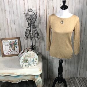 Lauren Ralph Lauren Gold Metallic Sweater Size Medium